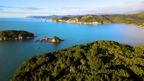 panorama of whenuakura island from haututu island in new zealand