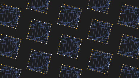 digital seamless cubes pattern with neon dots on black gradient