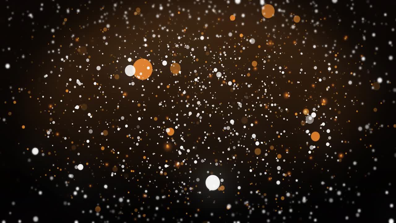 Bagliore centrale che si intensifica, particelle che salgono e si disperdono, addensandosi per formare una vignetta marrone scintillante