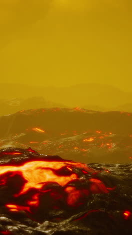 volcanic landscape with lava flow