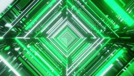 abstract green fractal neon background with lines and strips. 3d animation