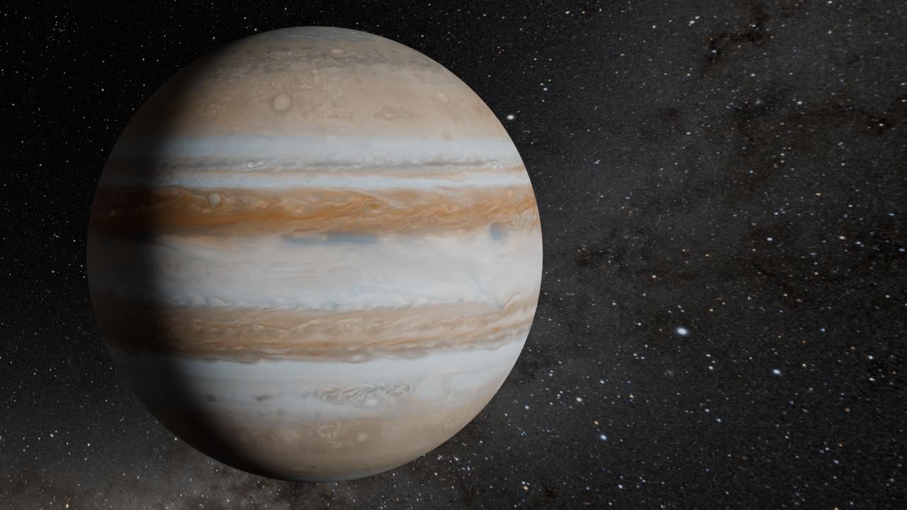 el planeta júpiter - la vía láctea. 4k