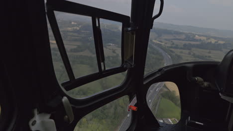 filming from inside a helicopter over london