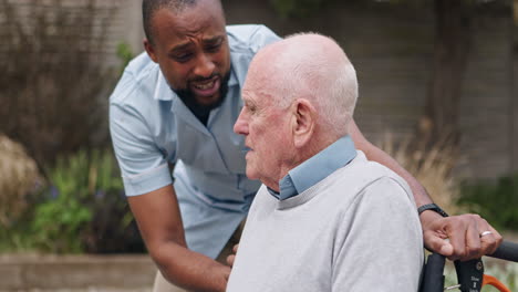 senior man cared for by caregiver
