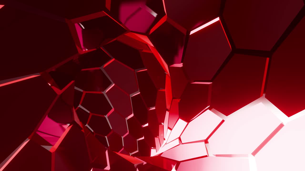 3D animation of hexagon tunnel futuristic corridor in loop