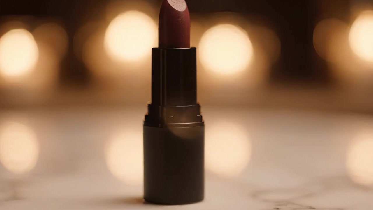 Elegant Lipstick on a Marble Surface with Soft Lighting, Capturing the Rich Color and Smooth Texture in a Captivating Beauty Arrangement