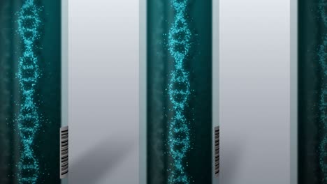 molécula de adn en tubo de ensayo. hélice de adn como símbolo para la genética. equipo de prueba. concepto de medicina y tecnología. animación de bucle.