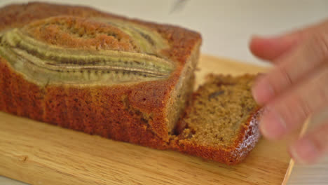 banana cake on wood board