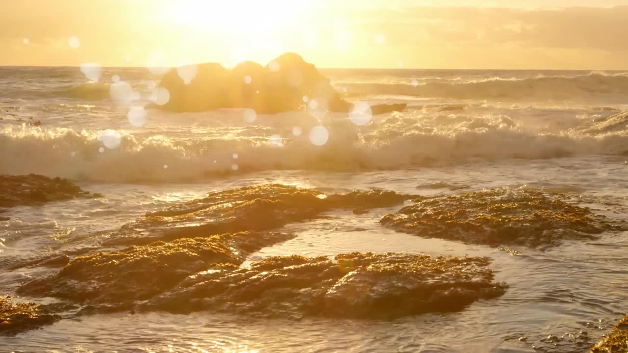 보케 조명과 바다