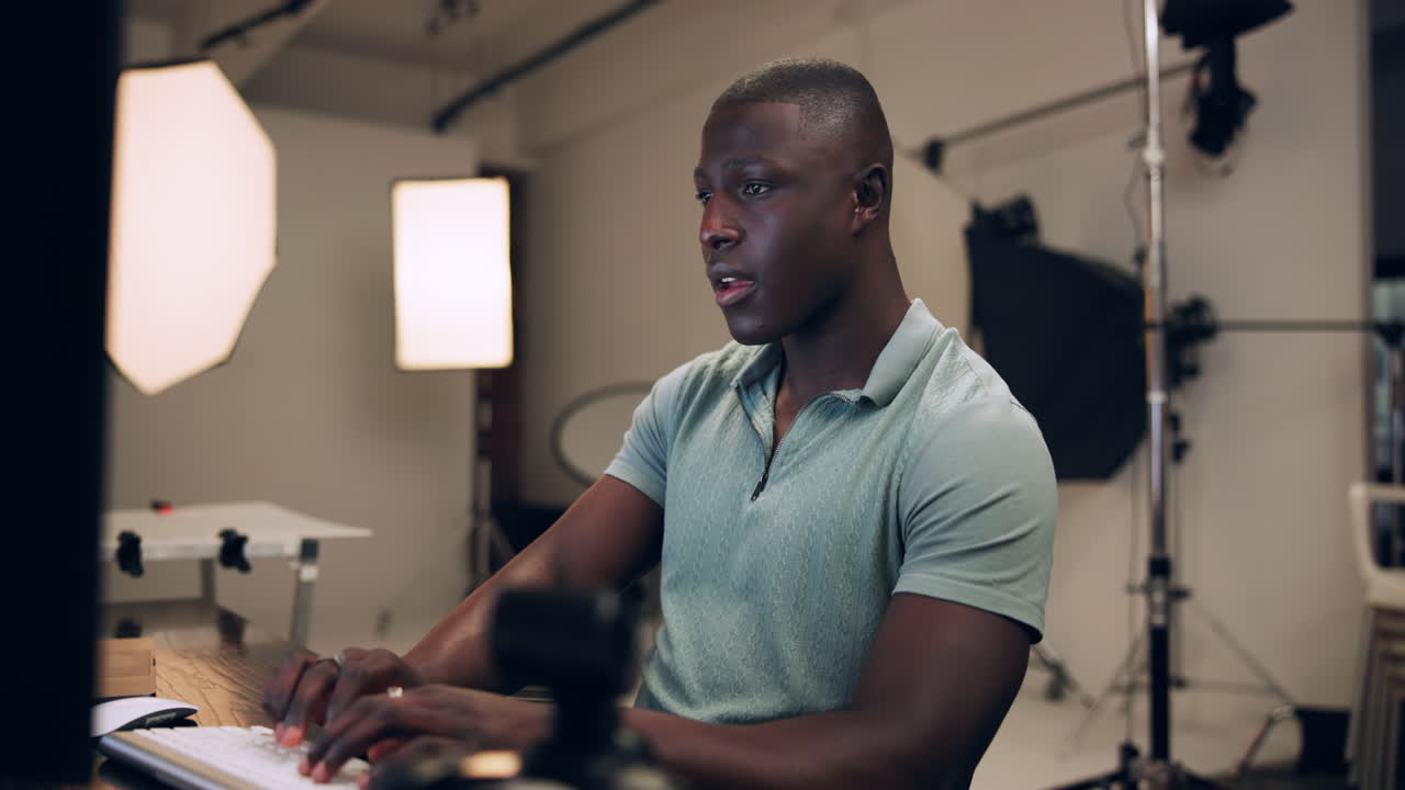 Man Yawning in Studio