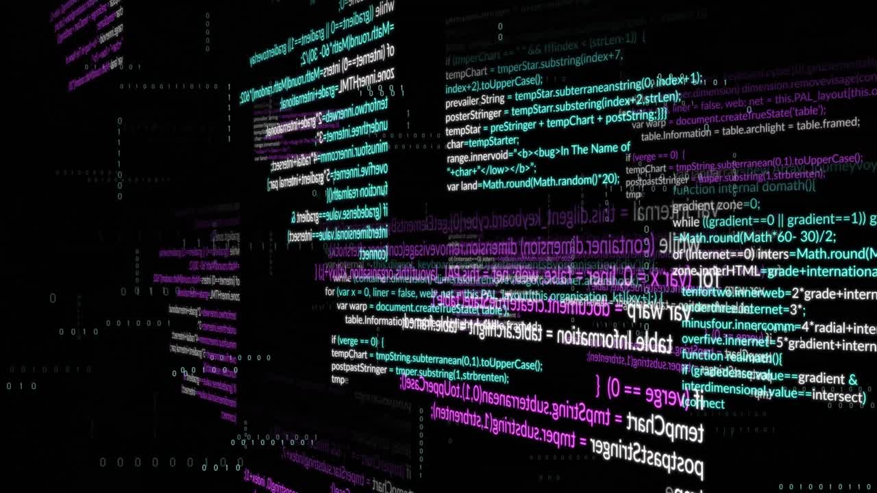 animación del procesamiento de datos sobre un fondo negro
