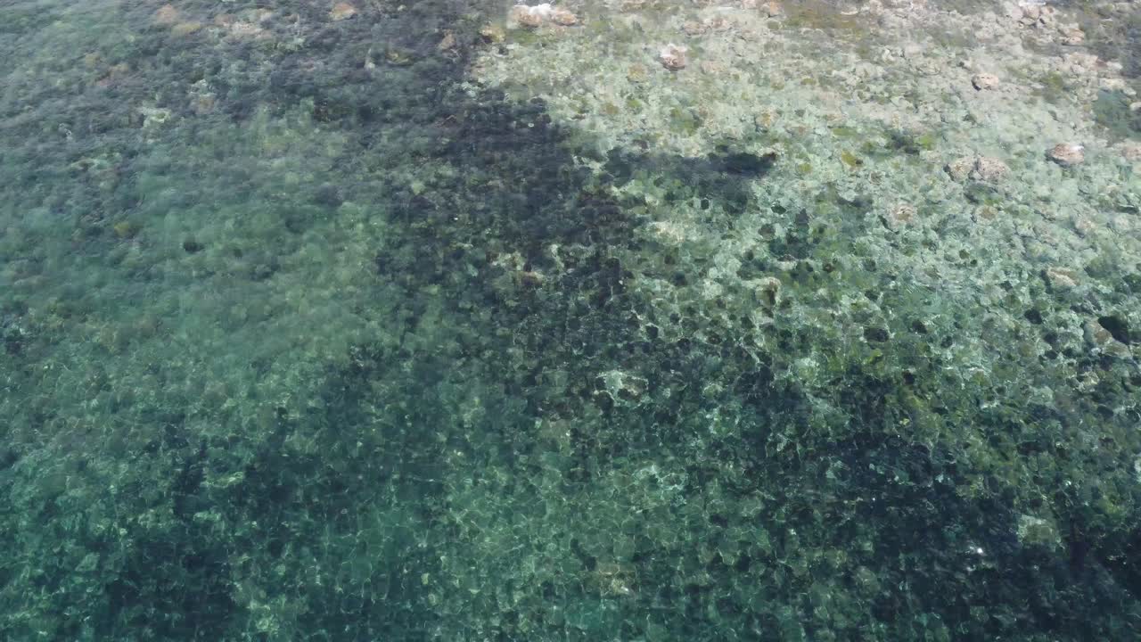 полет к скалистому пляжу при панорамировании вверх