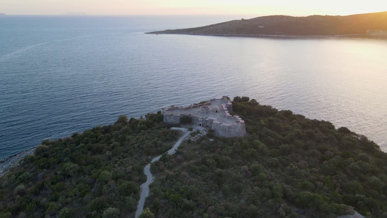 Aerial View of Albanian Coastline with beautiful crystal clear water