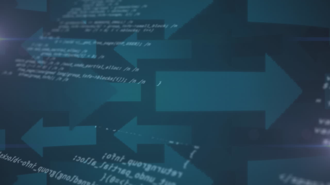 반대 방향을 가리키는 파란색 화살표 위에 데이터 기록의 애니메이션