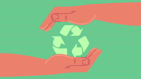 ecology animation with hands lifting recycle arrows