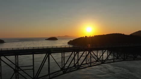 empty deception pass bridge during a beautiful summer sunset