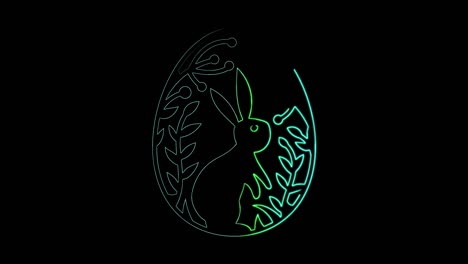 happy easter bunny in an egg seamless animation with neon lines. video 4k animation of glowing neon abstraction easter holiday on black background.