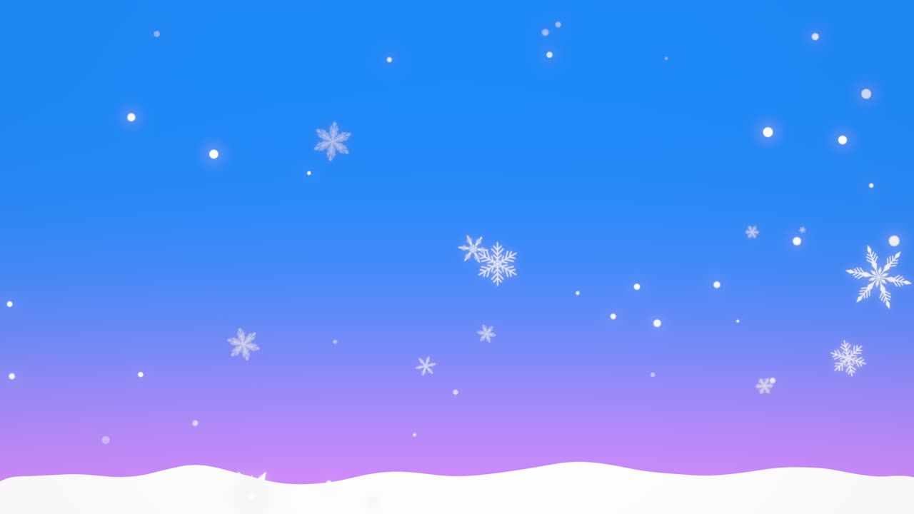 푸른 하늘에 하얀 눈송이와 반짝이를 날다