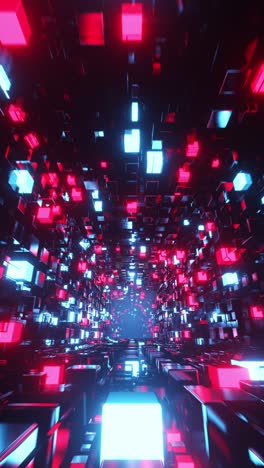 very large room with many square objects in it. vertical looped animation