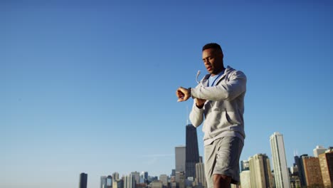 ethnic african american male doing weightloss training outdoors