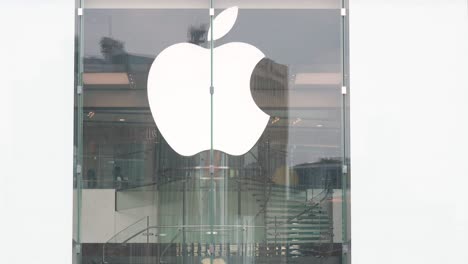 a view of the apple store, the american multinational technology company, with its logo prominently displayed.