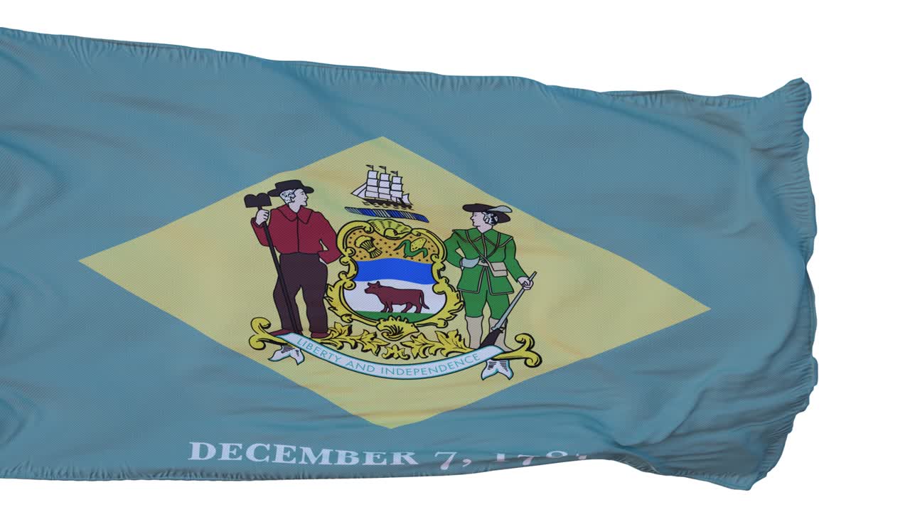 델라웨어 플래그: 고립된 현실적인 애니메이션, 원활한 루프, 4k