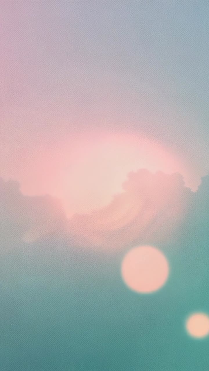 Vertical video: Displaying abstract gradient with pink mint tones as background, with bokeh lights