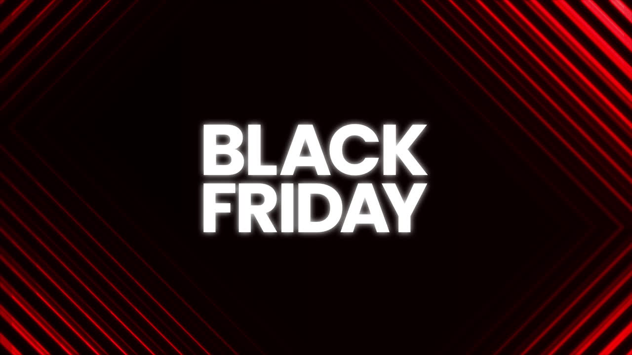 블랙 프라이데이 그래픽 요소와 매끄러운 빨간 네온 라인