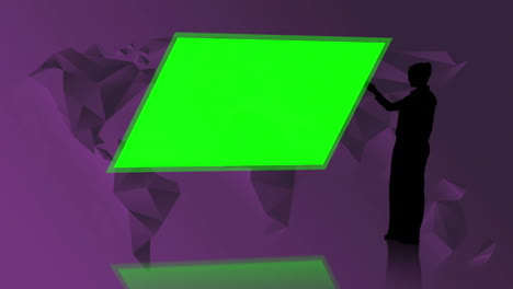 silhouette of businesswoman presenting chroma key