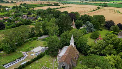 A-downward-tilt-shot-of-All-Saints-church-in-West-Stourmouth