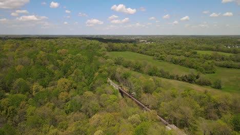 flying toward the pedestrian bridge at clarksville greenway in clarksville, tennessee