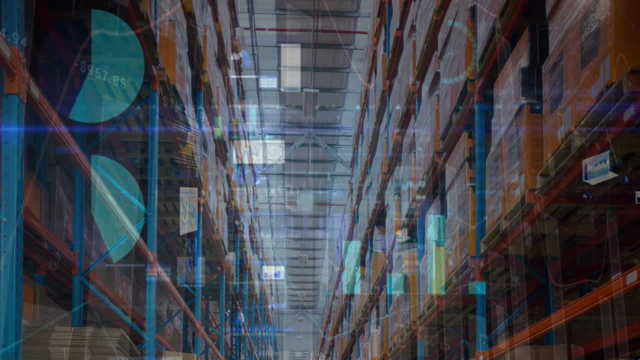 animación del procesamiento de datos financieros en el almacén