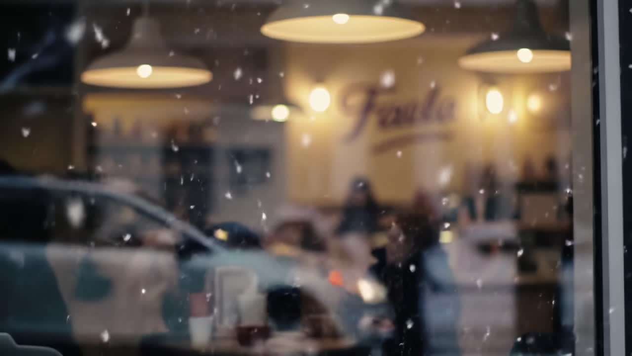 Snowy Day at a Cozy Cafe