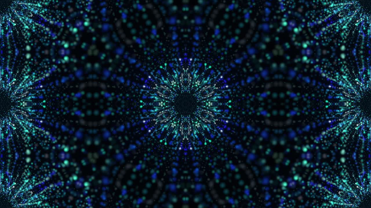 Loop VJ Caleidoscopio neon blu. Animazione senza soluzione di continuità.