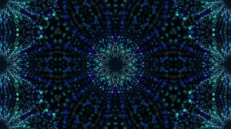 Loop VJ Caleidoscópio de Néon Azul. Animação contínua.