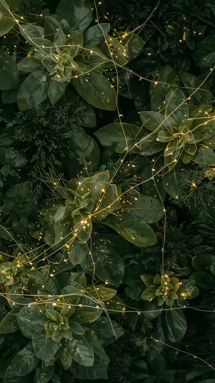 Vertical video: Reacting to LED driver, fairy lights pulsing across rosettes in room with sparkles