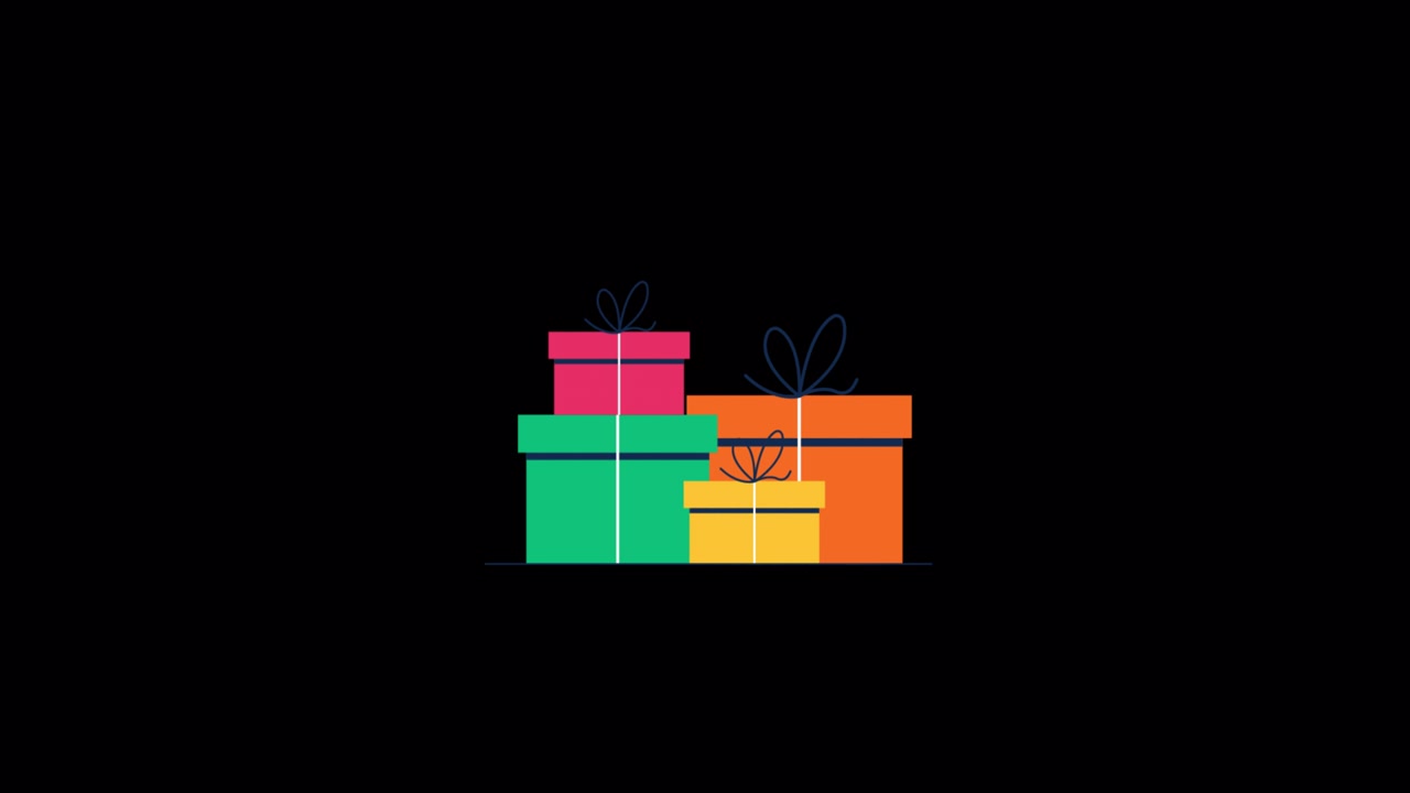 Animated Colorful Gift Boxes Falling and Stacking