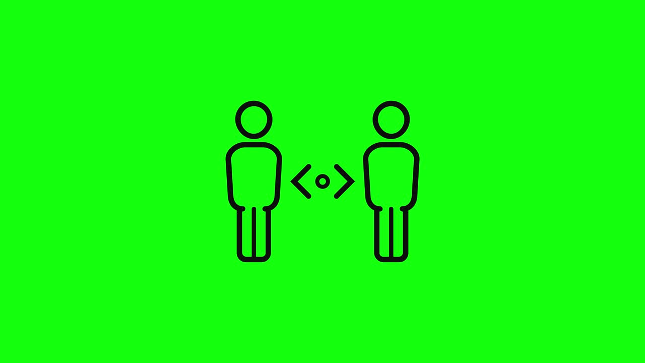 Black social distancing between people icon flat green screen 10 animations chroma key
