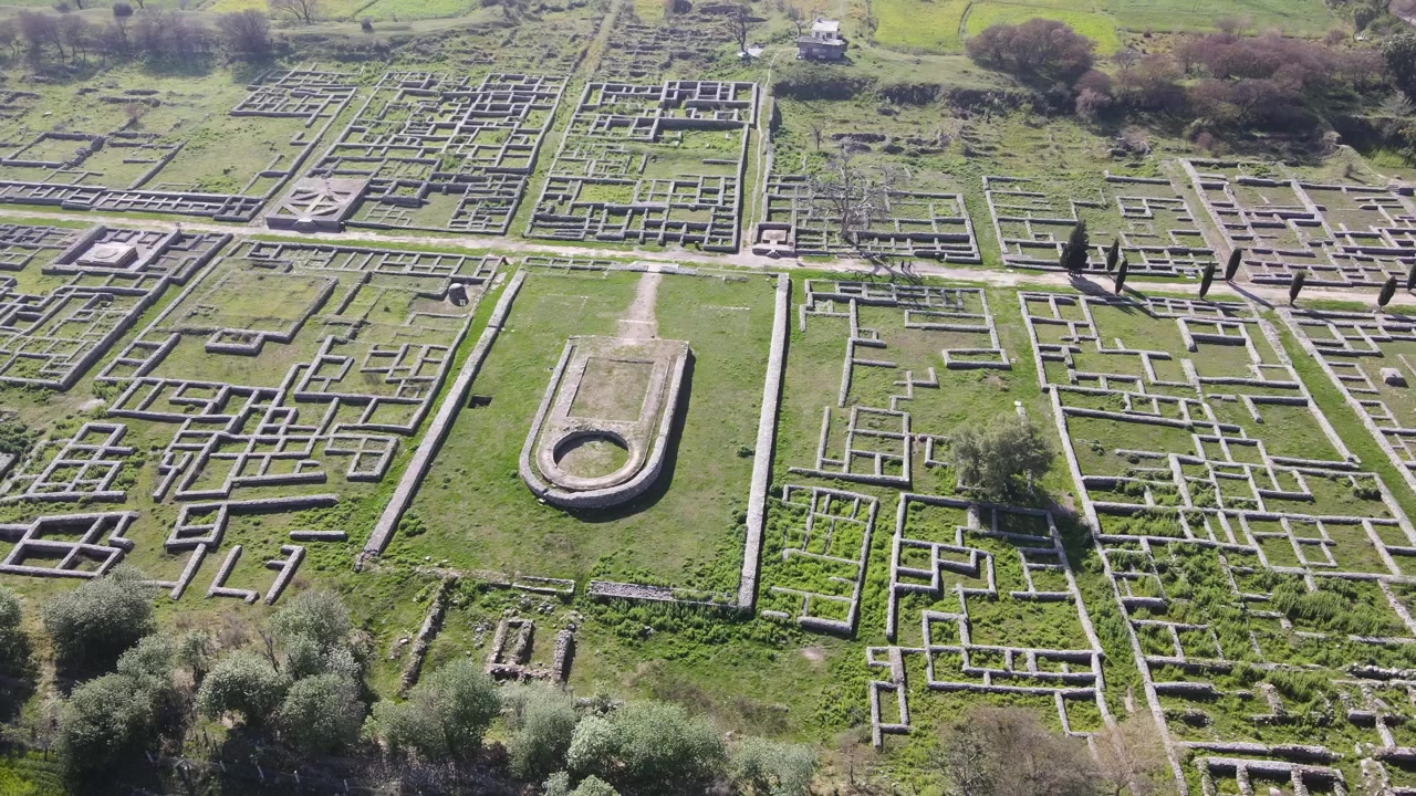 Gandhara Civilization Relics, Archaeological Site, Taxila, Drone footage