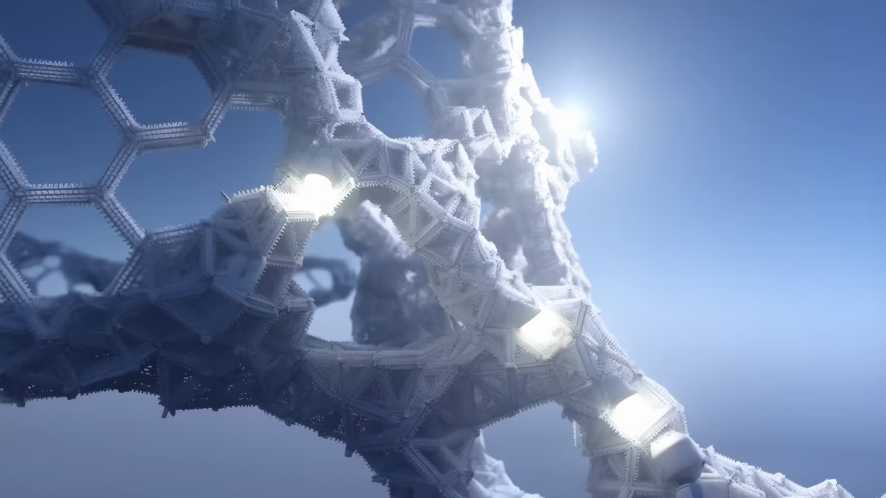 Abstract Fractal Geometric Structure with Glowing Lights