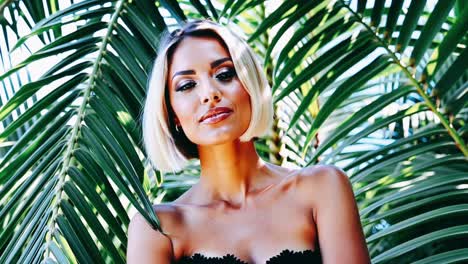 beautiful woman in tropical setting