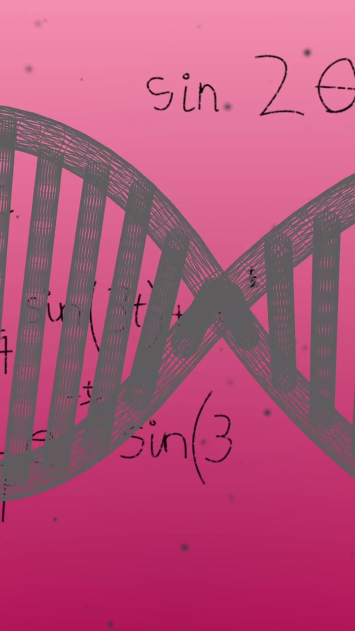Animazione di elaborazione di dati scientifici e rotazione di un filamento di DNA.