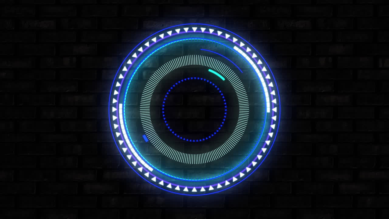 Animation of scope scanning and spinning over black brick wall