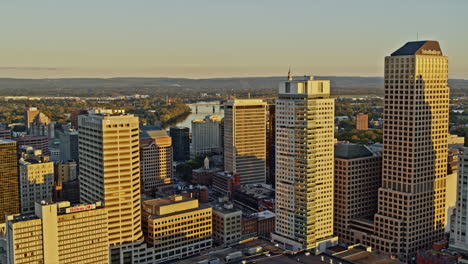 hartford connecticut aerial v12 establishing shot drone fly around the few high rise buildings at downtown capturing the beautiful cityscape at sunset - shot with inspire 2, x7 camera - october 2021