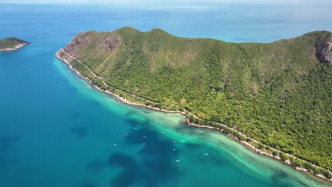 con dao island and hon trac lon island surrounded by the blue waters in vietnam. - aerial shot