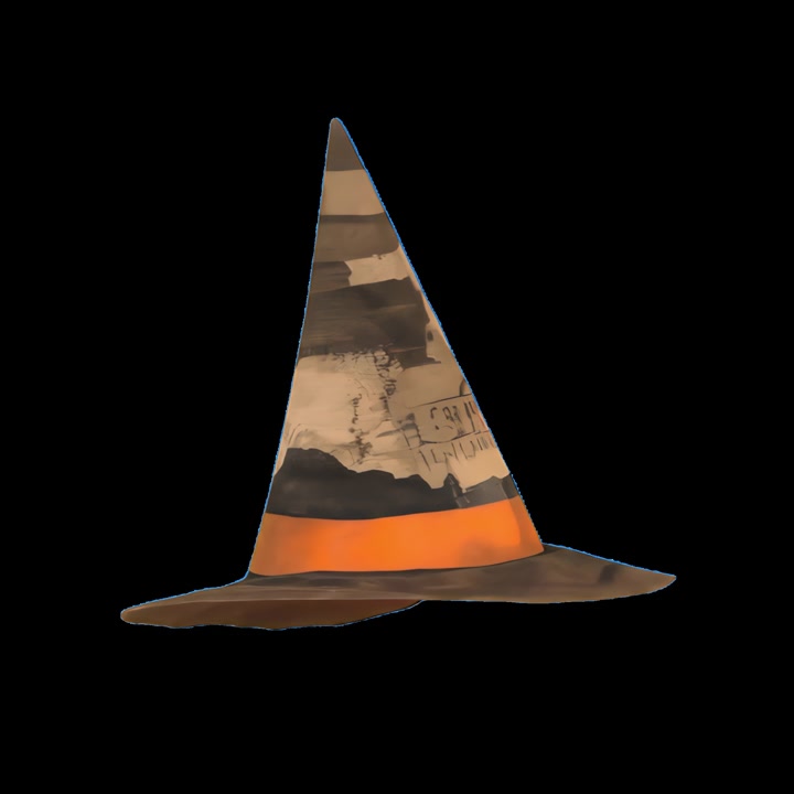 Rotating Witch Hat with Buckle on Black Background