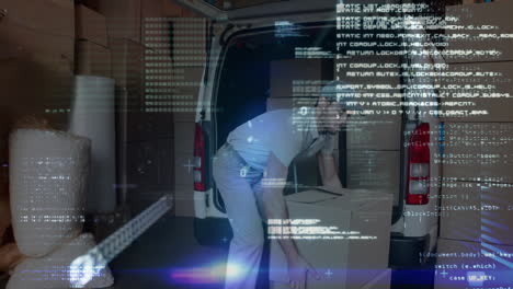 animación del procesamiento de datos sobre el repartidor