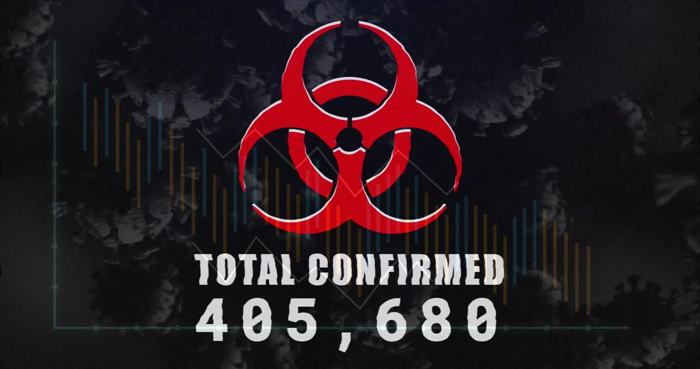 Rising Statistics of Confirmed Virus Cases with Biohazard Symbol