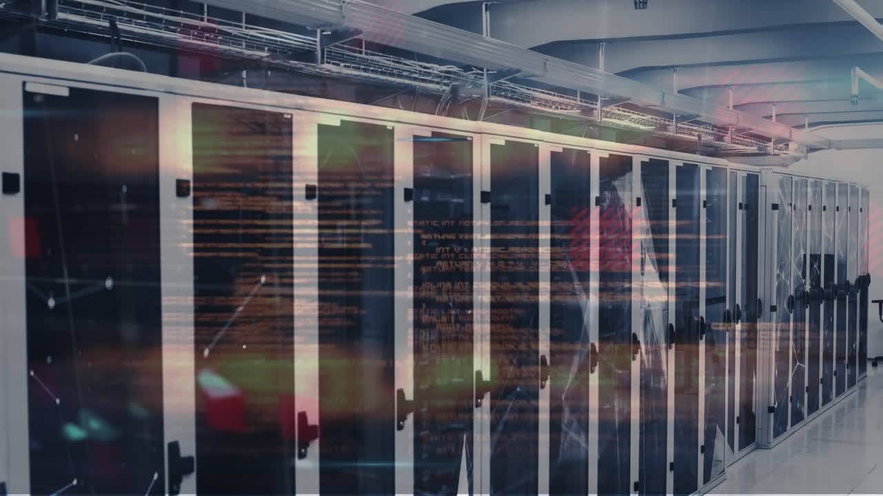 Animation of network of connections and data processing over computer servers