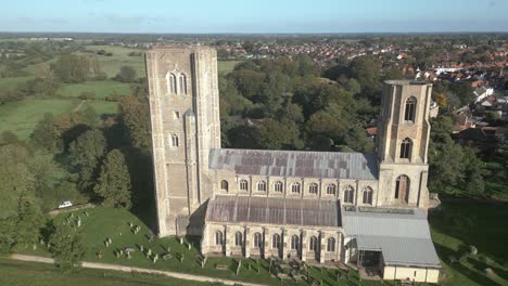 famous twin towered parish church of wymondham abbey in norfolk, england